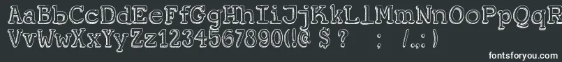 DkKoerier-fontti – valkoiset fontit mustalla taustalla