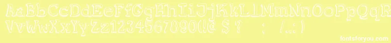 DkKoerier-fontti – valkoiset fontit keltaisella taustalla