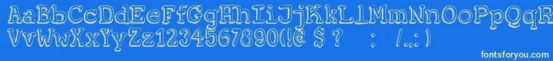 DkKoerier-fontti – keltaiset fontit sinisellä taustalla