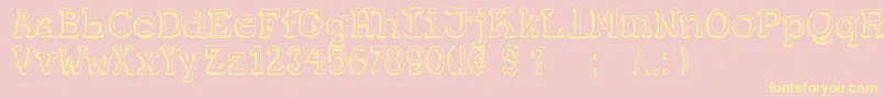 DkKoerier-Schriftart – Gelbe Schriften auf rosa Hintergrund