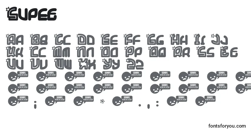 A fonte Supet – alfabeto, números, caracteres especiais