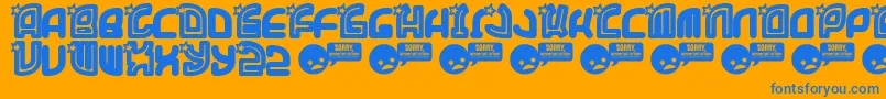 Supet Font – Blue Fonts on Orange Background