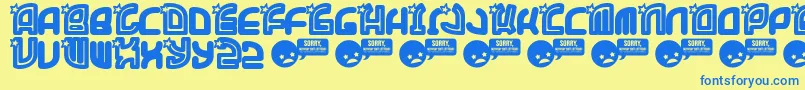 Supet Font – Blue Fonts on Yellow Background