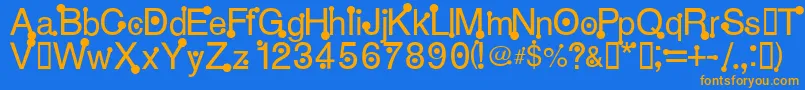 フォントHPpy – オレンジ色の文字が青い背景にあります。