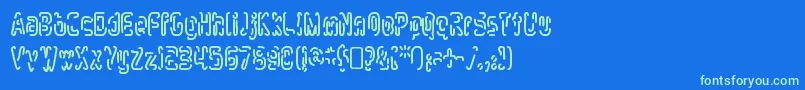 MlurmlryRegular Font – Green Fonts on Blue Background