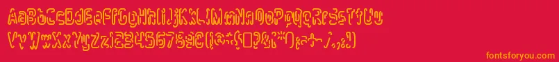 MlurmlryRegular Font – Orange Fonts on Red Background