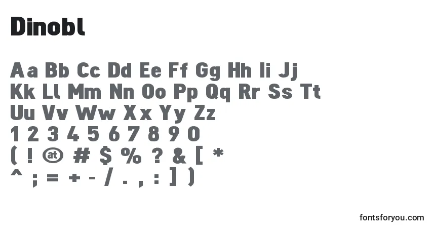Czcionka Dinobl – alfabet, cyfry, specjalne znaki