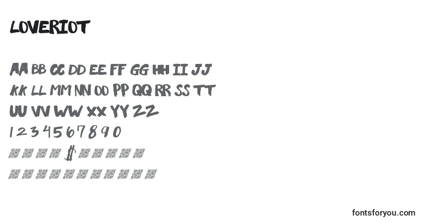 Loveriot-fontti – aakkoset, numerot, erikoismerkit