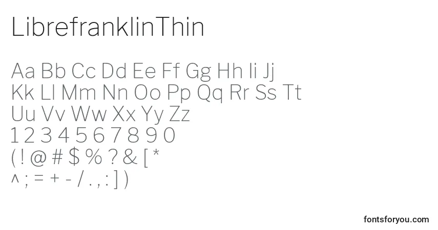 A fonte LibrefranklinThin – alfabeto, números, caracteres especiais