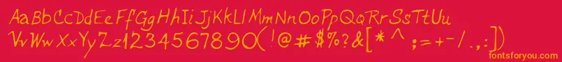 Lehn234 Font – Orange Fonts on Red Background