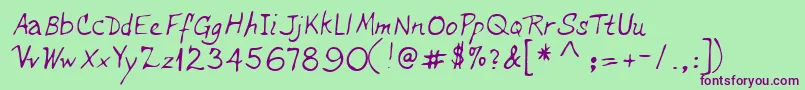 Lehn234 Font – Purple Fonts on Green Background