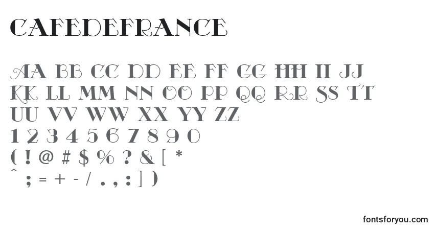 A fonte CafeDeFrance – alfabeto, números, caracteres especiais