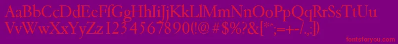 GarfeldserialLight Font – Red Fonts on Purple Background