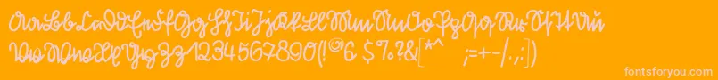 Weitere Informationen zur Kleinsfirstscript-Schriftart Kleinsfirstscript-Schriftart – Rosa Schriften auf orangefarbenem Hintergrund