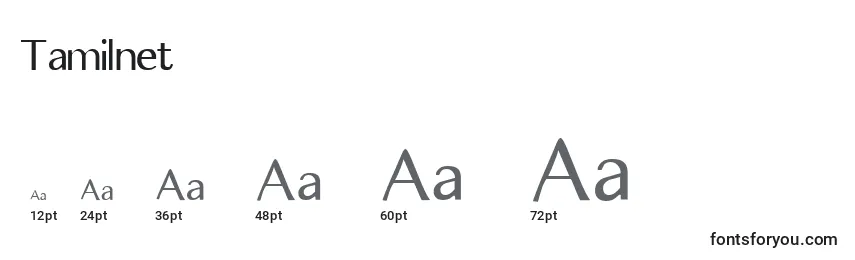 Размеры шрифта Tamilnet