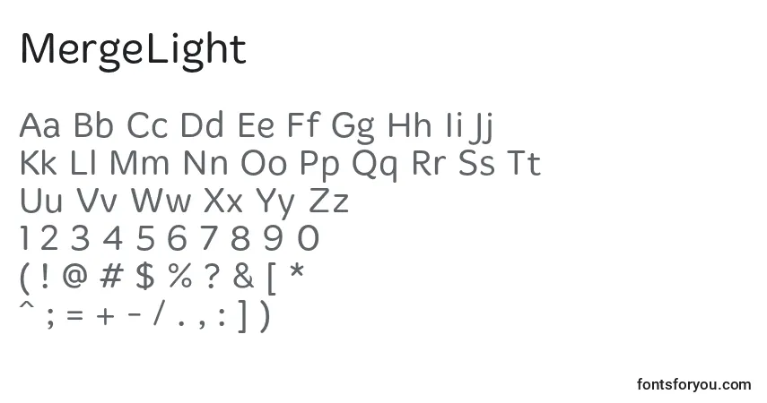 MergeLight-fontti – aakkoset, numerot, erikoismerkit