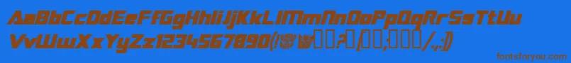 TransroboticsBoldItalic Font – Brown Fonts on Blue Background