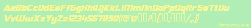 TransroboticsBoldItalic Font – Yellow Fonts on Green Background