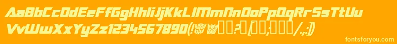 TransroboticsBoldItalic Font – Yellow Fonts on Orange Background