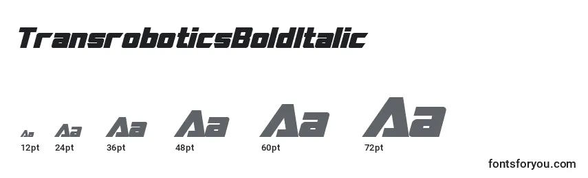 Размеры шрифта TransroboticsBoldItalic