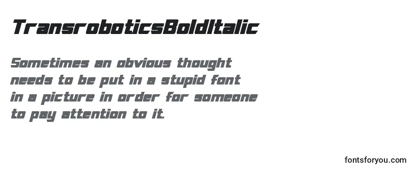 Schriftart TransroboticsBoldItalic