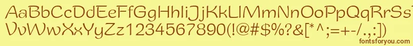 フォントRoundyRoman – 茶色の文字が黄色の背景にあります。