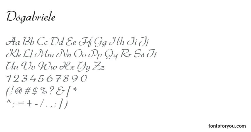 A fonte Dsgabriele – alfabeto, números, caracteres especiais