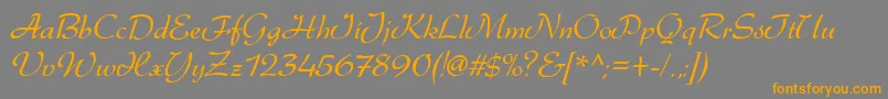 フォントDsgabriele – オレンジの文字は灰色の背景にあります。