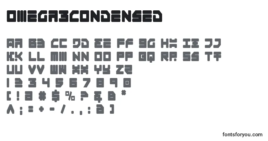 Omega3Condensedフォント–アルファベット、数字、特殊文字