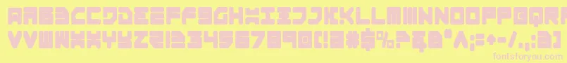 Omega3Condensed-fontti – vaaleanpunaiset fontit keltaisella taustalla