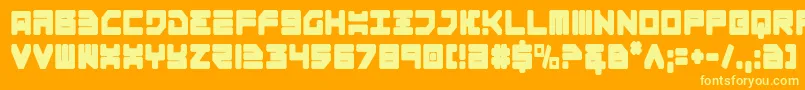Omega3Condensed-Schriftart – Gelbe Schriften auf orangefarbenem Hintergrund