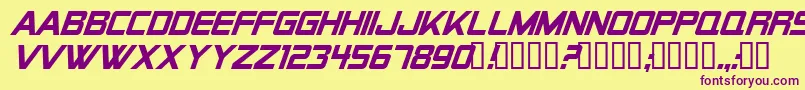 AlienEncountersSolidItalic Font – Purple Fonts on Yellow Background