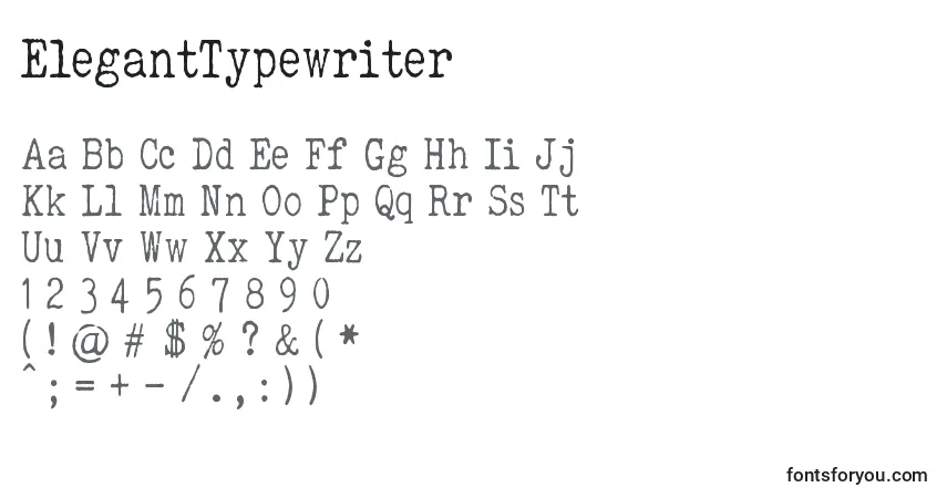 A fonte ElegantTypewriter – alfabeto, números, caracteres especiais