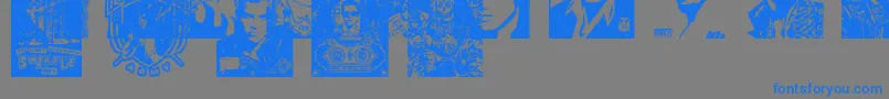ObeyrockersCaps-Schriftart – Blaue Schriften auf grauem Hintergrund