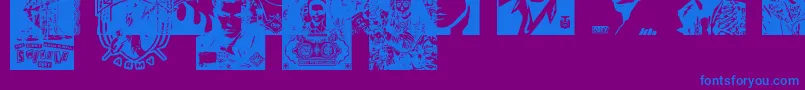 フォントObeyrockersCaps – 紫色の背景に青い文字