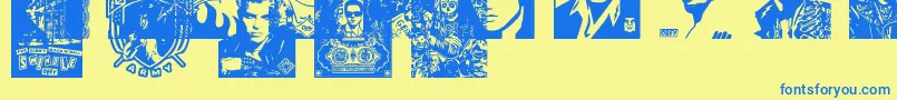 ObeyrockersCaps Font – Blue Fonts on Yellow Background