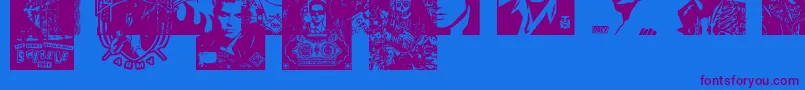 フォントObeyrockersCaps – 紫色のフォント、青い背景