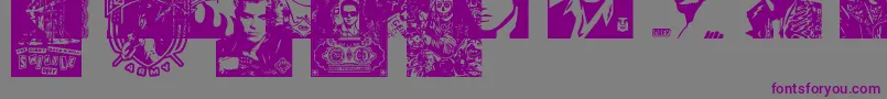 フォントObeyrockersCaps – 紫色のフォント、灰色の背景