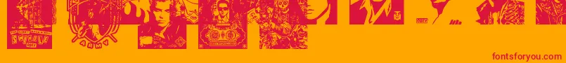 ObeyrockersCaps-Schriftart – Rote Schriften auf orangefarbenem Hintergrund