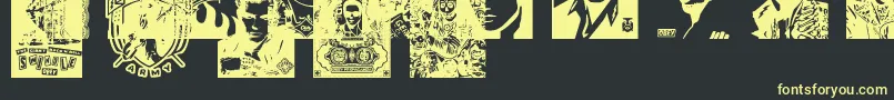 フォントObeyrockersCaps – 黒い背景に黄色の文字