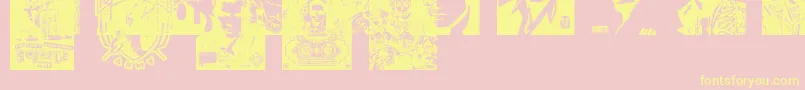 ObeyrockersCaps-fontti – keltaiset fontit vaaleanpunaisella taustalla