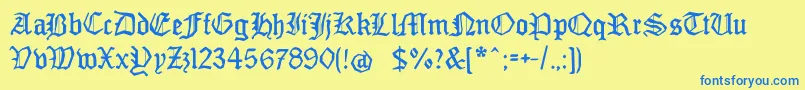 Fonte Monamourfraktur2 – fontes azuis em um fundo amarelo