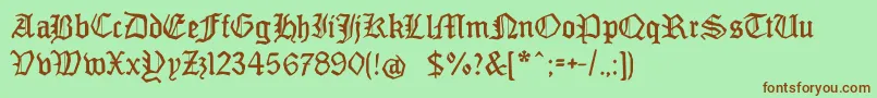 フォントMonamourfraktur2 – 緑の背景に茶色のフォント