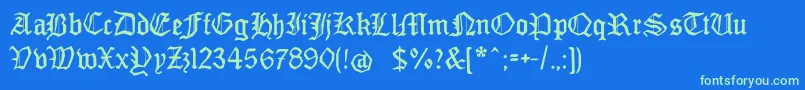 Monamourfraktur2 Font – Green Fonts on Blue Background