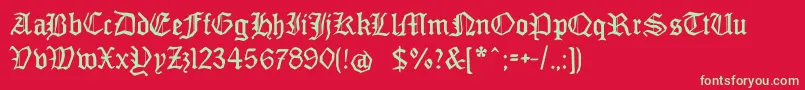 フォントMonamourfraktur2 – 赤い背景に緑の文字