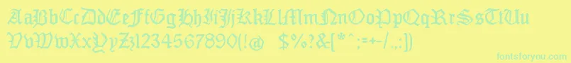 Weitere Informationen zur Monamourfraktur2-Schriftart Monamourfraktur2-Schriftart – Grüne Schriften auf gelbem Hintergrund
