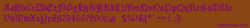 Monamourfraktur2-Schriftart – Violette Schriften auf braunem Hintergrund