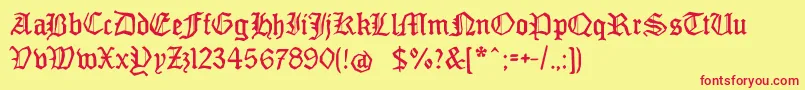 Monamourfraktur2 Font – Red Fonts on Yellow Background