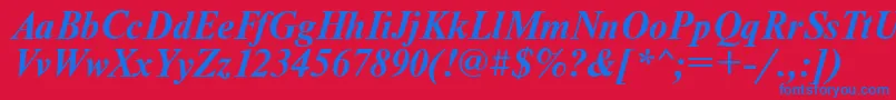 Шрифт UkrainiantimesetBolditalic – синие шрифты на красном фоне