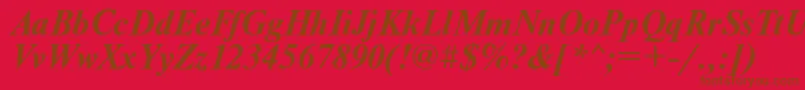 UkrainiantimesetBolditalic-Schriftart – Braune Schriften auf rotem Hintergrund